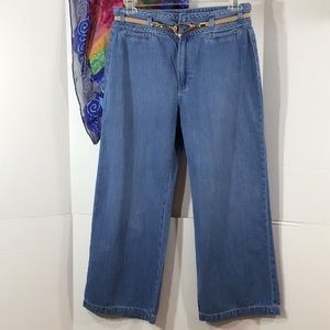 Paige Anessa cotton wide leg cropped jeans 31